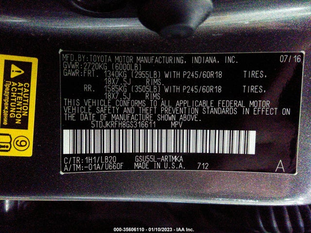2016 Toyota Highlander, VIN: 5TDJKRFH8GS316611