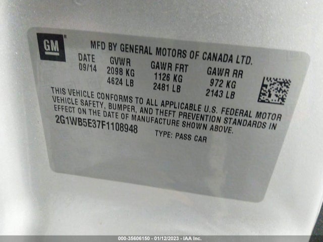 Chevrolet Impala Limited Lt 2015 2G1WB5E37F1108948 Image 9