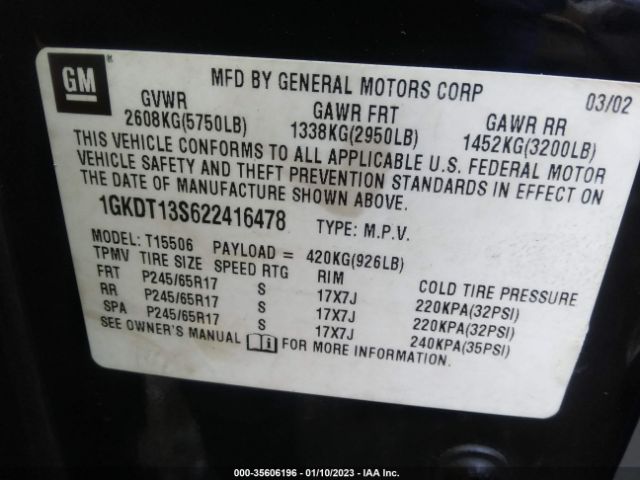 1GKDT13S122386855 GMC Envoy Slt