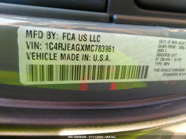 1C4RJEAGXMC783961 Jeep Grand Cherokee