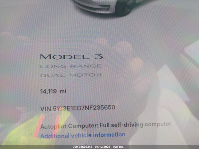Tesla Model 3 Long Range 2022 5YJ3E1EB7NF235650 Image 7