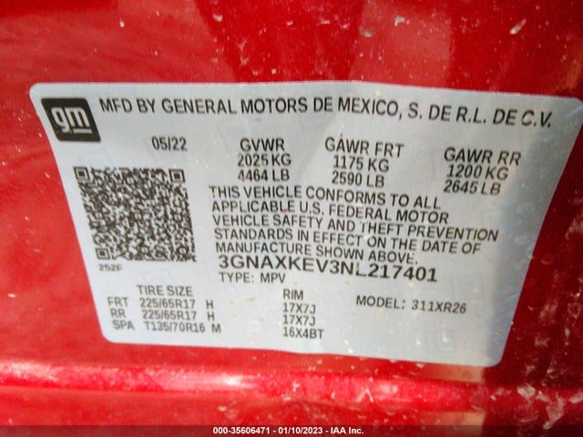 Chevrolet EQUINOX LT 2022 3GNAXKEV3NL217401 Image 9