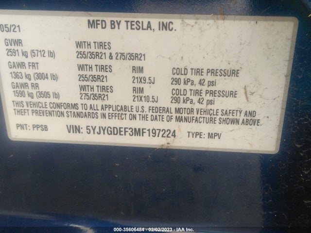 Tesla Model Y Performance 2021 5YJYGDEF3MF197224 Image 9
