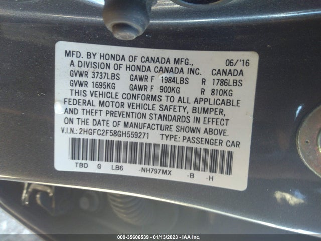 2016 HONDA CIVIC SEDAN LX VIN: 2HGFC2F58GH559271