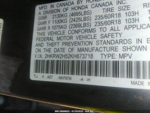 Honda CR-V EX 2019 2HKRW2H52KH673718 Image 9