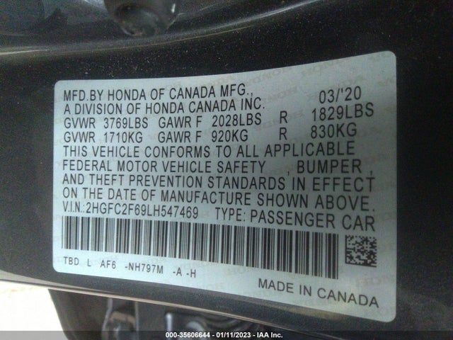 Honda Civic Lx 2020 2HGFC2F69LH547469 Image 9