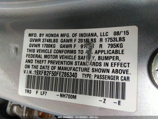 2015 Honda Civic, VIN: 19XFB2F50FE286340