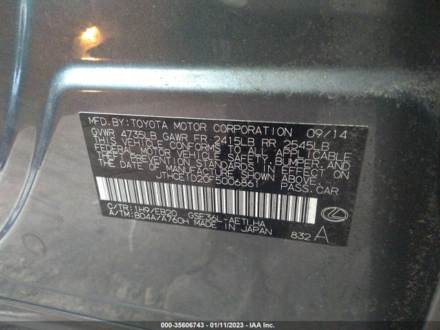 2015 Lexus IS, VIN: JTHCE1D20F5006861