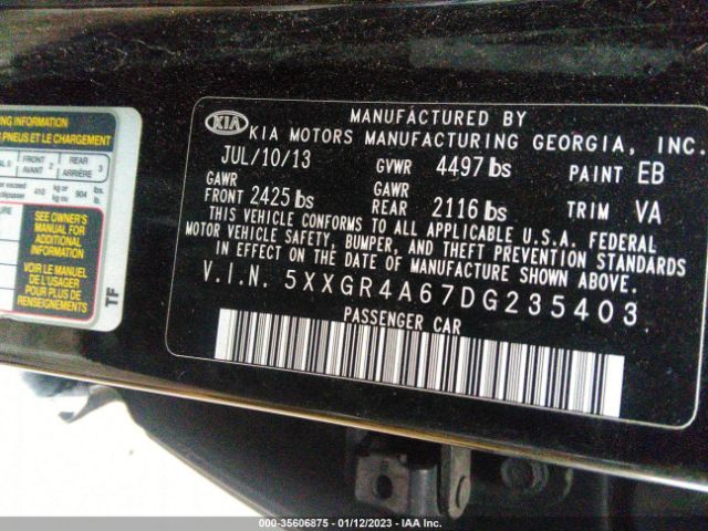 5XXGR4A67DG235403 KIA Optima Sx W/limited Pkg