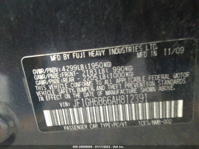 JF1GH6B66AH812391 Subaru Impreza Wagon I Premium Special Edition