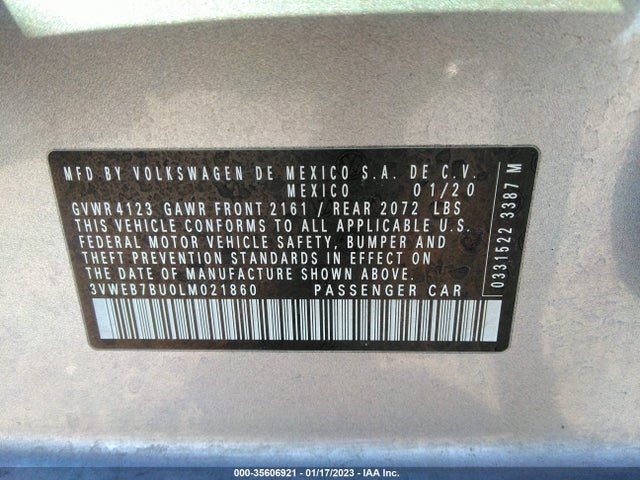 2020 Volkswagen Jetta, VIN: 3VWEB7BU0LM021860
