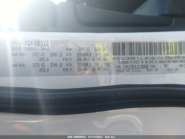 1C4RJEBG2JC158836 Jeep Grand Cherokee Limited