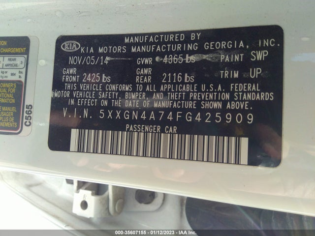 KIA OPTIMA EX 2015 5XXGN4A74FG425909 Image 11