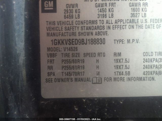 1GKKVSED9BJ188830 GMC Acadia Slt2