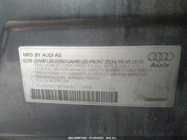Audi A4 3.2l 2006 WAUSH78E66A217966 Image 14