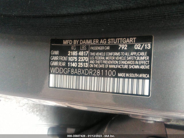 2013 MERCEDES-BENZ C-CLASS C 300 VIN: WDDGF8ABXDR281100