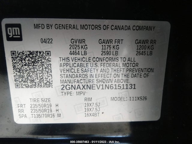 Chevrolet Equinox Premier 2022 2GNAXNEV1N6151131 Image 9