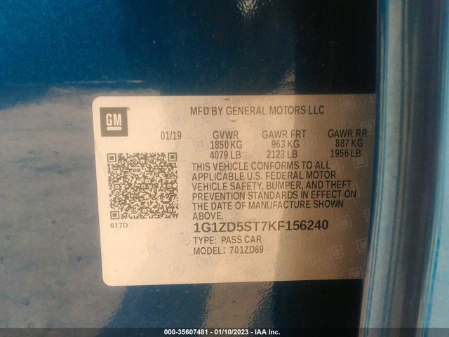 Chevrolet MALIBU LT 2019 1G1ZD5ST7KF156240 Image 9