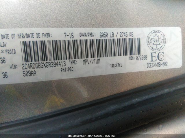 2C4RDGBGXGR394413 Dodge Grand Caravan Canada Value Package
