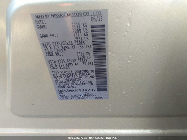 Infiniti QX60 2015 5N1AL0MNXFC534207 Image 25