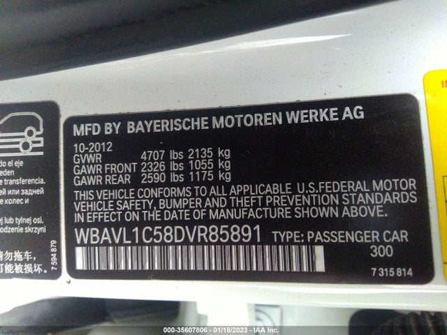 2013 BMW X1 XDRIVE28I VIN: WBAVL1C58DVR85891