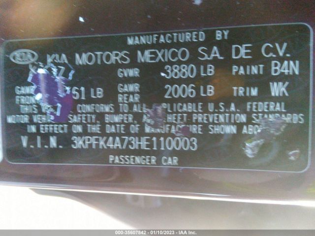 3KPFK4A73HE110003 KIA FORTE LX