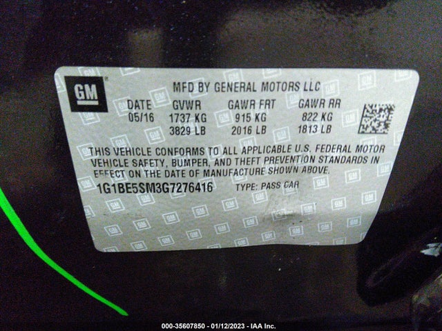 Chevrolet CRUZE LT 2016 1G1BE5SM3G7276416 Image 10