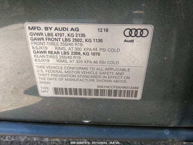 2017 Audi Q3, VIN: WA1HCCFSXHR013389