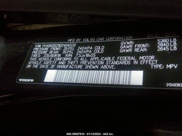 Volvo Xc60 T6 2013 YV4902DZ9D2404532 Image 10