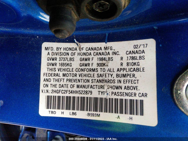 Honda Civic Sedan Lx 2017 2HGFC2F54HH522879 Image 9