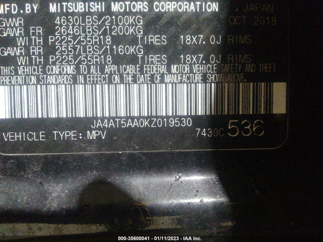 JA4AT5AA0KZ019530 Mitsubishi Eclipse Cross Se/sel
