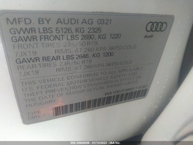 2021 Audi Q3, VIN: WA1DECF38M1115381