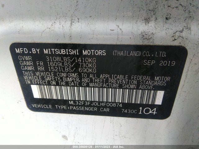 ML32F3FJ0LHF00874 Mitsubishi Mirage G4 Es