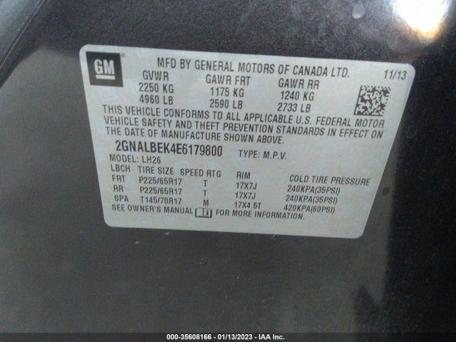 Chevrolet EQUINOX LT 2014 2GNALBEK4E6179800 Image 10