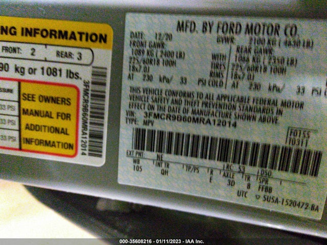 2021 Ford Bronco, VIN: 3FMCR9B60MRA12014
