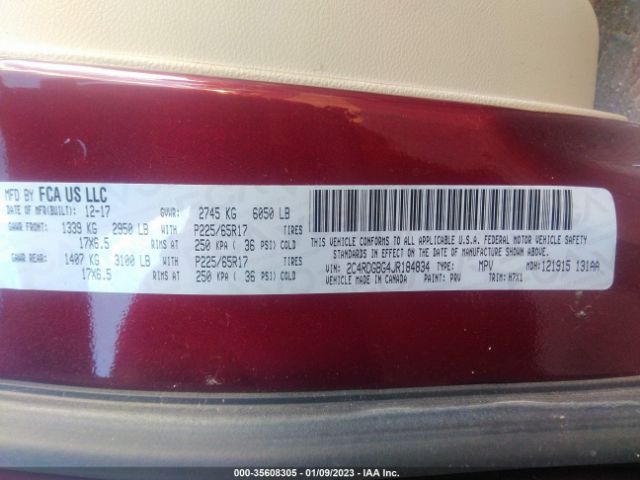 2C4RDGBG4JR184834 Dodge Grand Caravan Se
