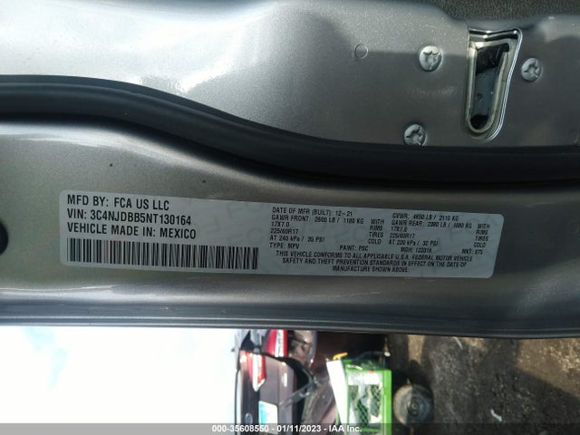2022 JEEP COMPASS LATITUDE VIN: 3C4NJDBB5NT130164
