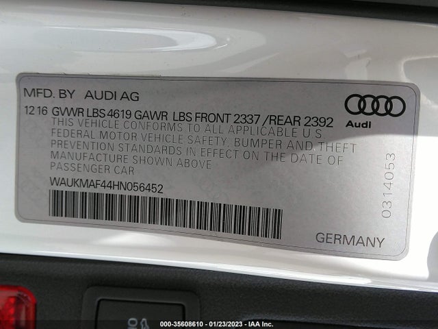WAUKMAF44HN056452 Audi A4 Season Of Audi Ultra