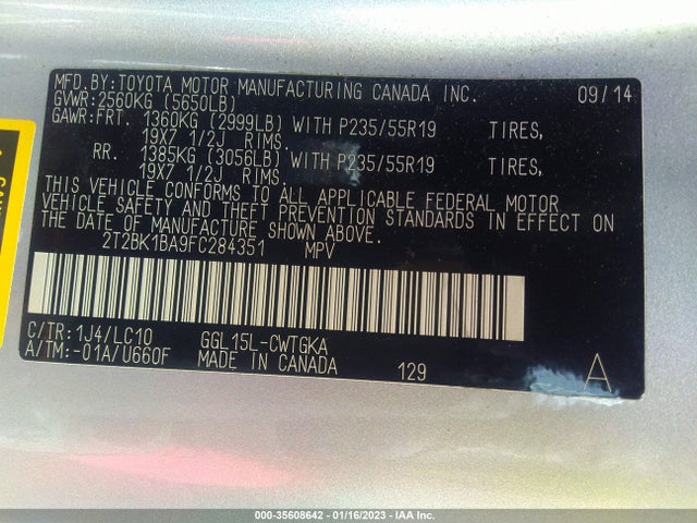 Lexus RX 350 2015 2T2BK1BA9FC284351 Image 10