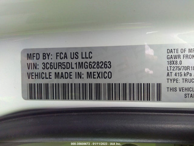 2021 Ram 2500, VIN: 3C6UR5DL1MG628263