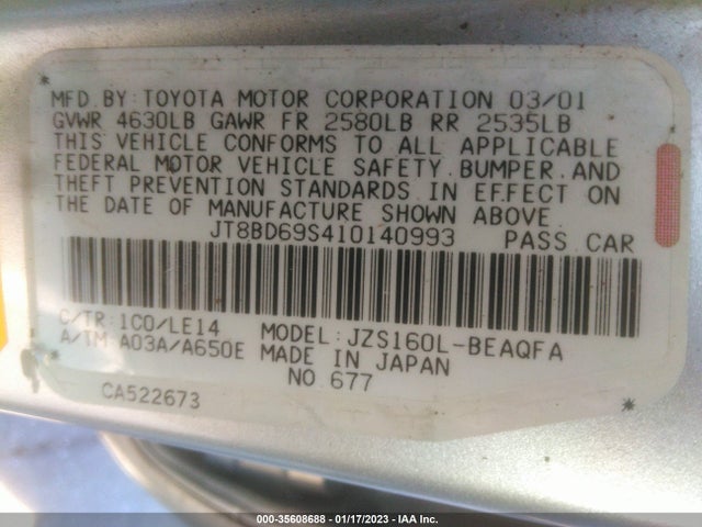 Lexus GS 300 2001 JT8BD69S410140993 Image 10