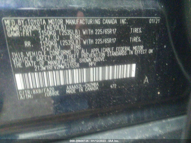 2021 Toyota RAV4, VIN: 2T3W1RFV2MW131558