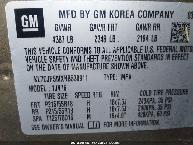 Chevrolet Trax Lt 2022 KL7CJPSMXNB530911 Image 9
