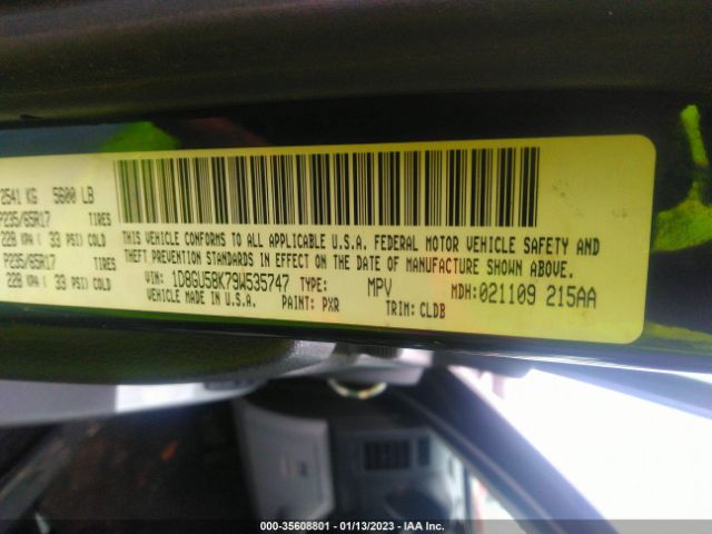 2009 DODGE NITRO SLT VIN: 1D8GU58K79W535747