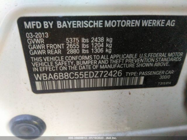 WBA6B8C55EDZ72426 BMW 6 Series 640i Xdrive