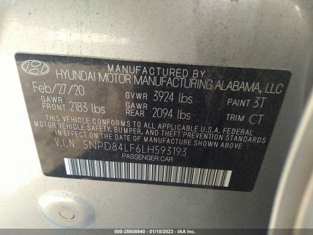 Hyundai Elantra 2020 5NPD84LF6LH593193 Image 9