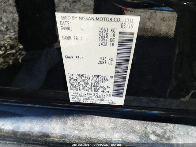 Nissan Altima 2.5 S 2019 1N4BL4BV4KN322653 Image 10