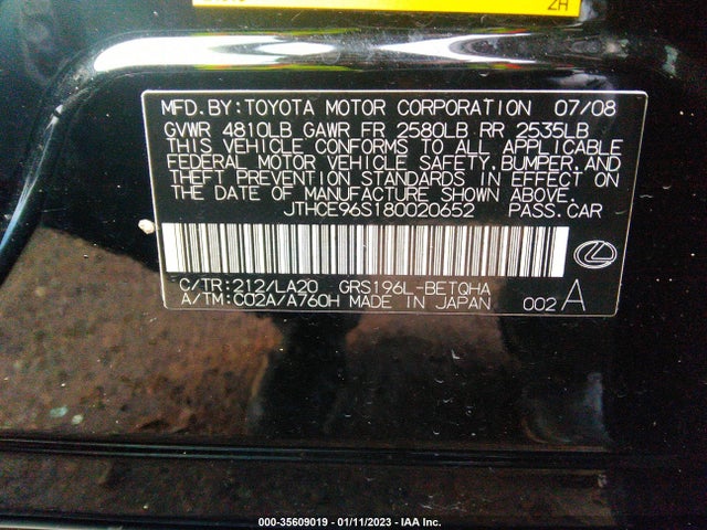 JTHCE96S180020652 Lexus GS 350