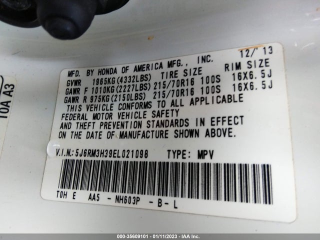 Honda CR-V LX 2014 5J6RM3H39EL021098 Image 10