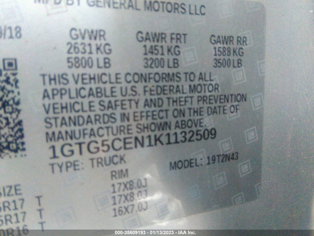 2019 GMC Canyon, VIN: 1GTG5CEN1K1132509